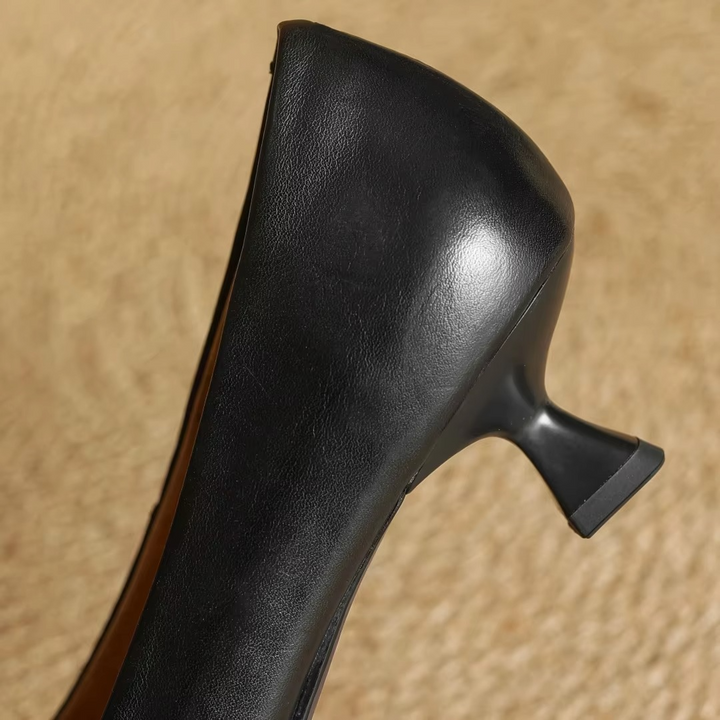 Cavendish | Pointed Toe Leather Pump Block Heels