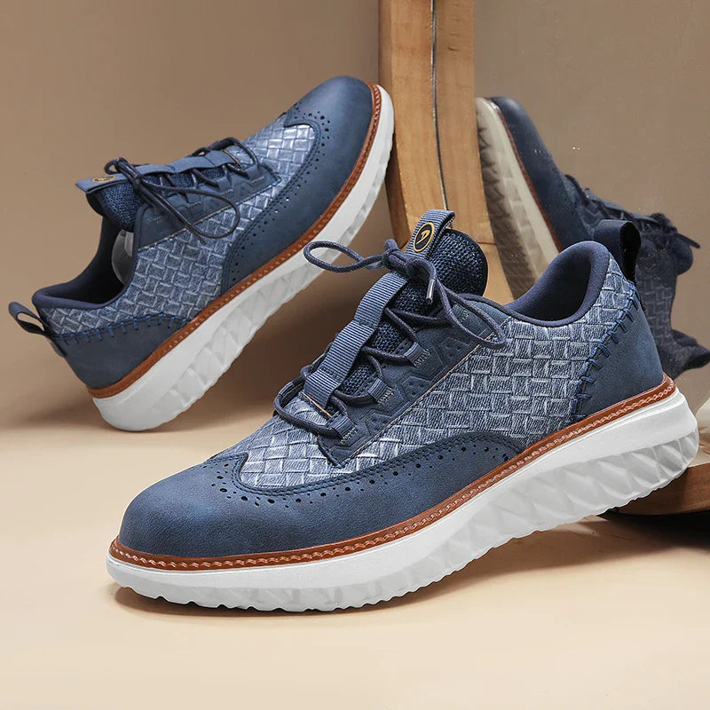 Quillen | Woven Texture Brogue-Detail Men Sneakers