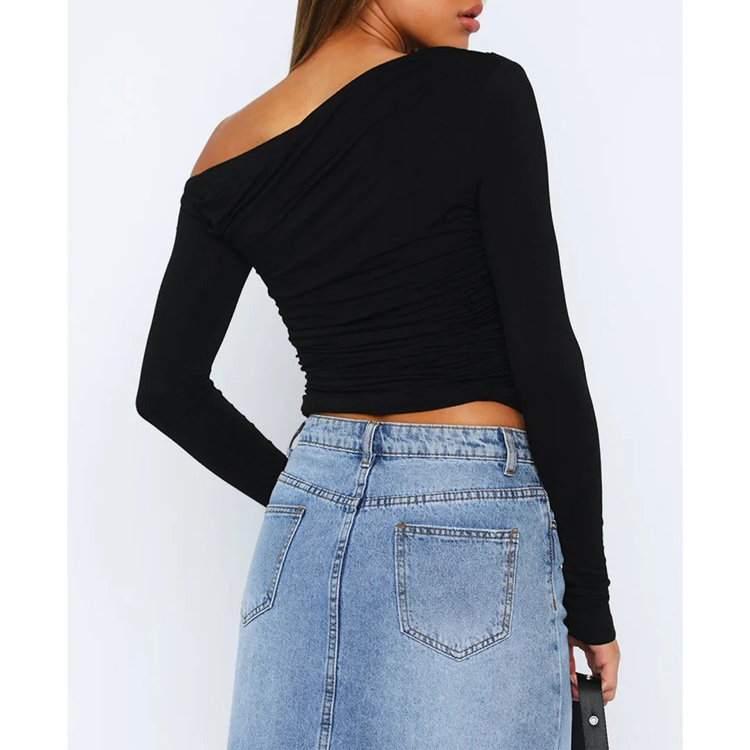 Nova | Ruched Long Sleeve Off Shoulder Top