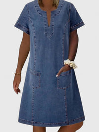 Frankie | Denim Notch Neck Summer Dress with Pockets