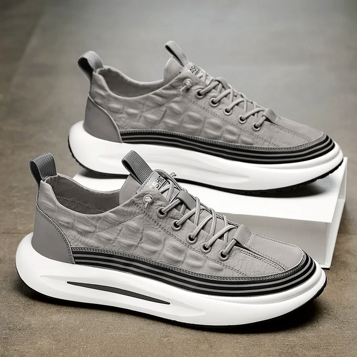Adrian | Quilted Leather Men's Sneakers with Striped Platform Sole