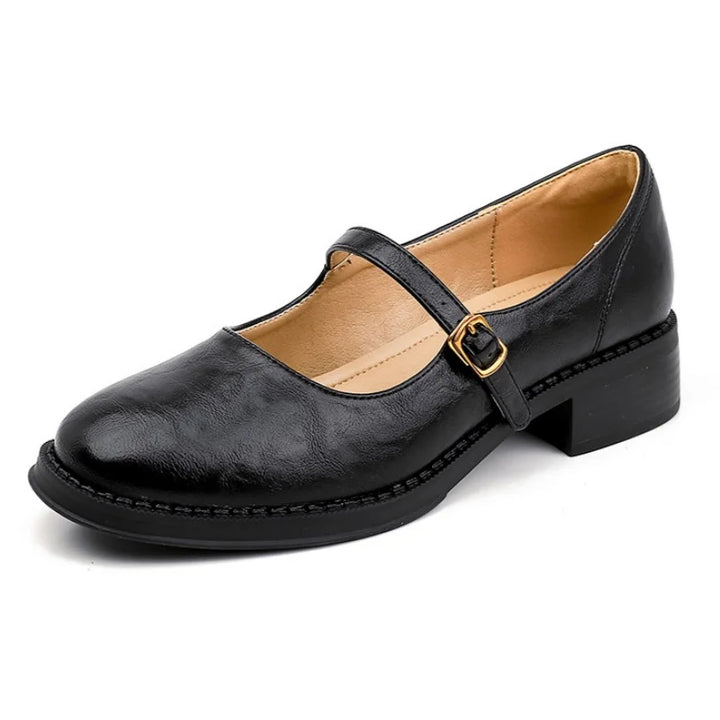 Audrey | Soft Leather Mary Jane Flats with Ankle Strap