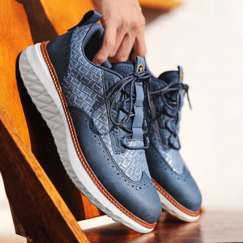 Quillen | Woven Texture Brogue-Detail Men Sneakers