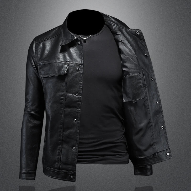 Truxton | Snap Button Trucker Style Men's Leather Jackets