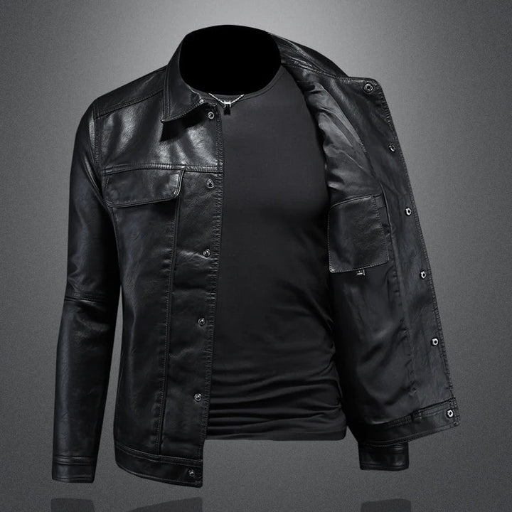 Truxton | Snap Button Trucker Style Men's Leather Jackets