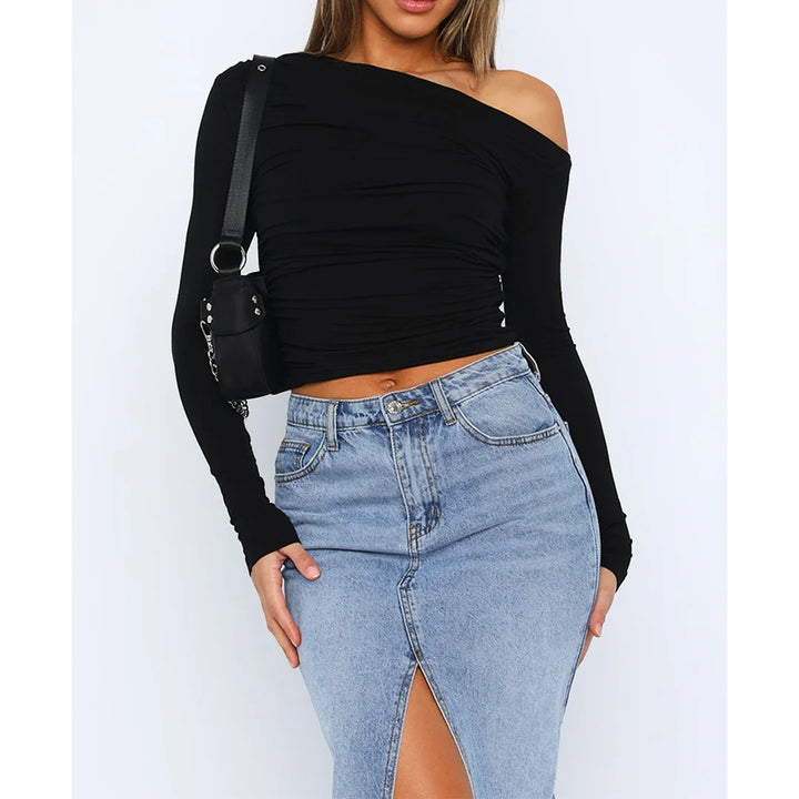 Nova | Ruched Long Sleeve Off Shoulder Top