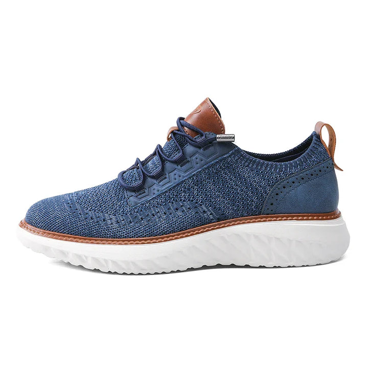 Halton | Knit Mesh Low-Top Men's Sneakers with Leather Trim Detail