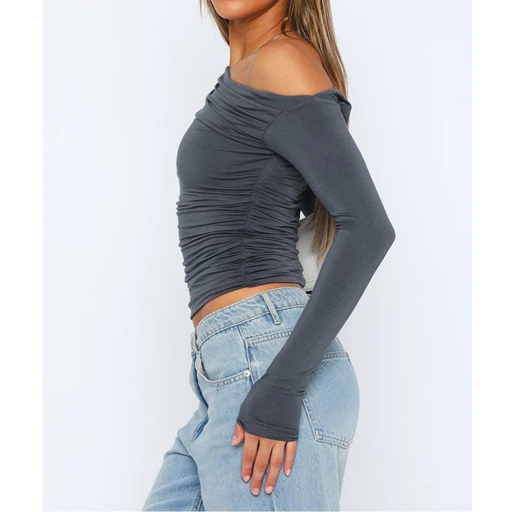 Nova | Ruched Long Sleeve Off Shoulder Top