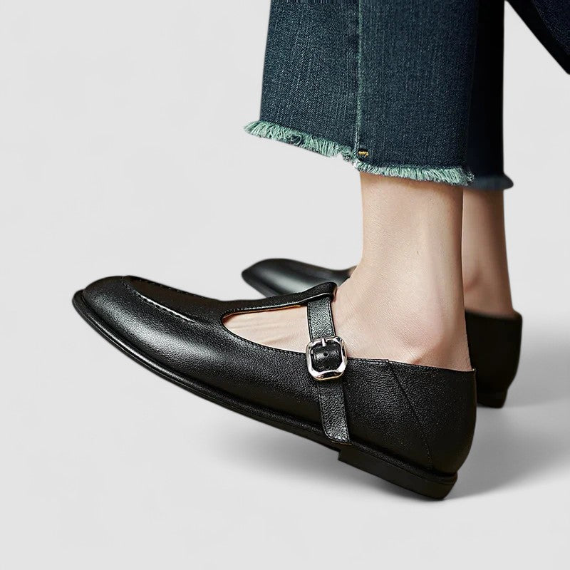Reese | Classic T-Bar Mary Jane Flats with Buckle Strap