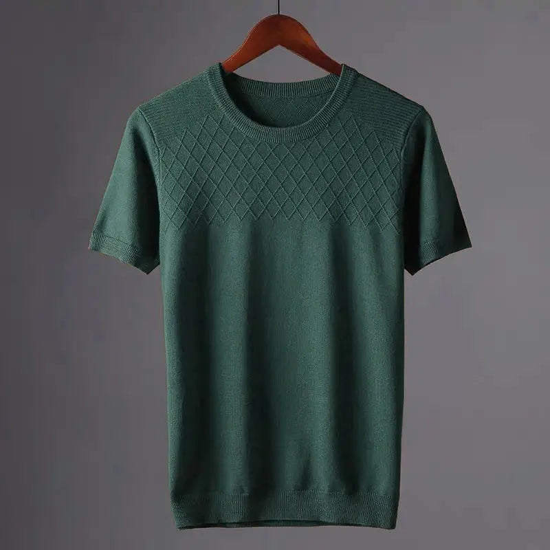 Diamond | Argyle Jacquard Knit Crew Neck T-Shirt