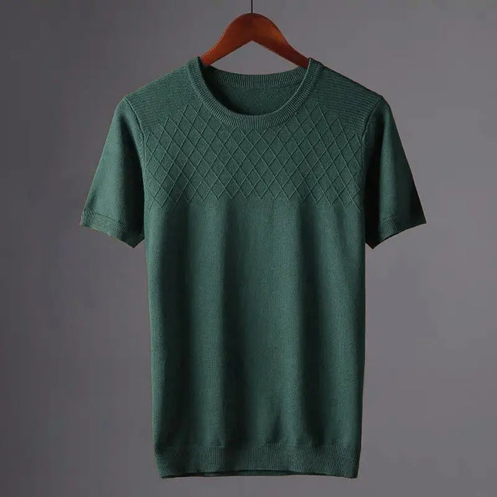 Diamond | Argyle Jacquard Knit Crew Neck T-Shirt