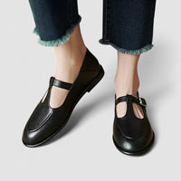 Reese | Classic T-Bar Mary Jane Flats with Buckle Strap