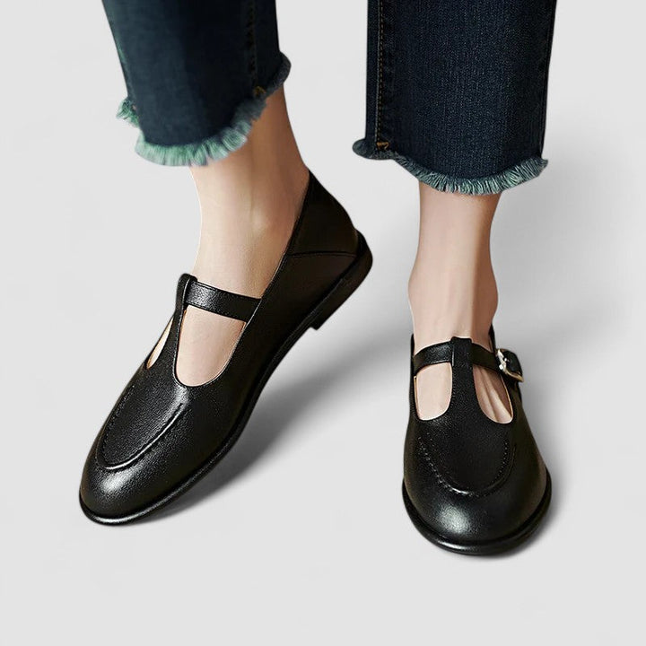 Reese | Classic T-Bar Mary Jane Flats with Buckle Strap