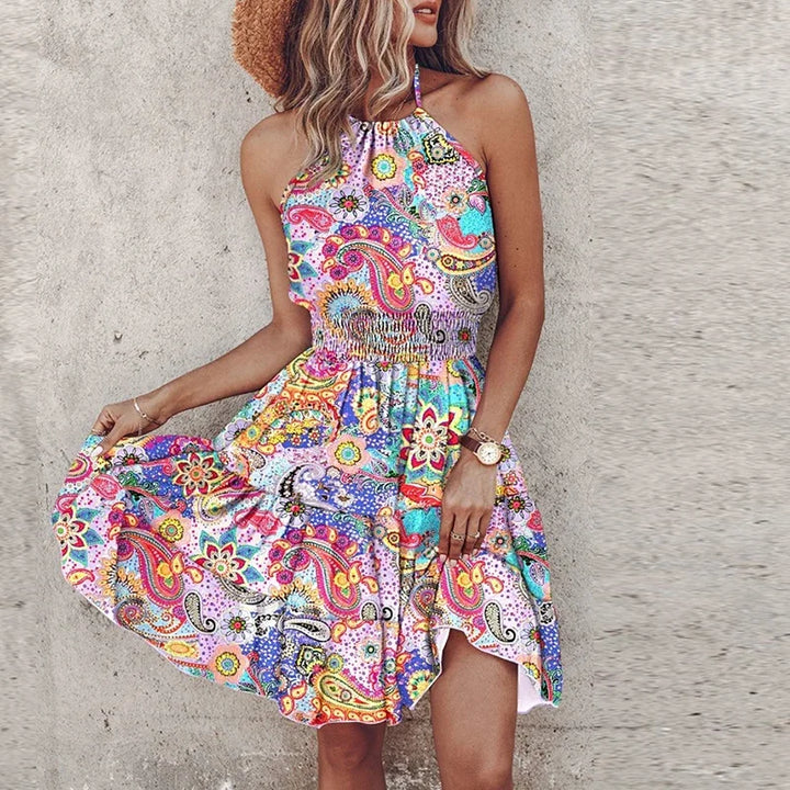Zephyra | Printed Halter Dress Wedding Guest Mini