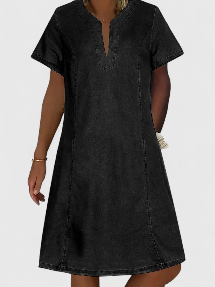 Frankie | Denim Notch Neck Summer Dress with Pockets
