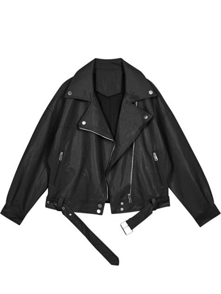 Blanche | Oversized Belted Drop-Shoulder Women's Leather Jackets