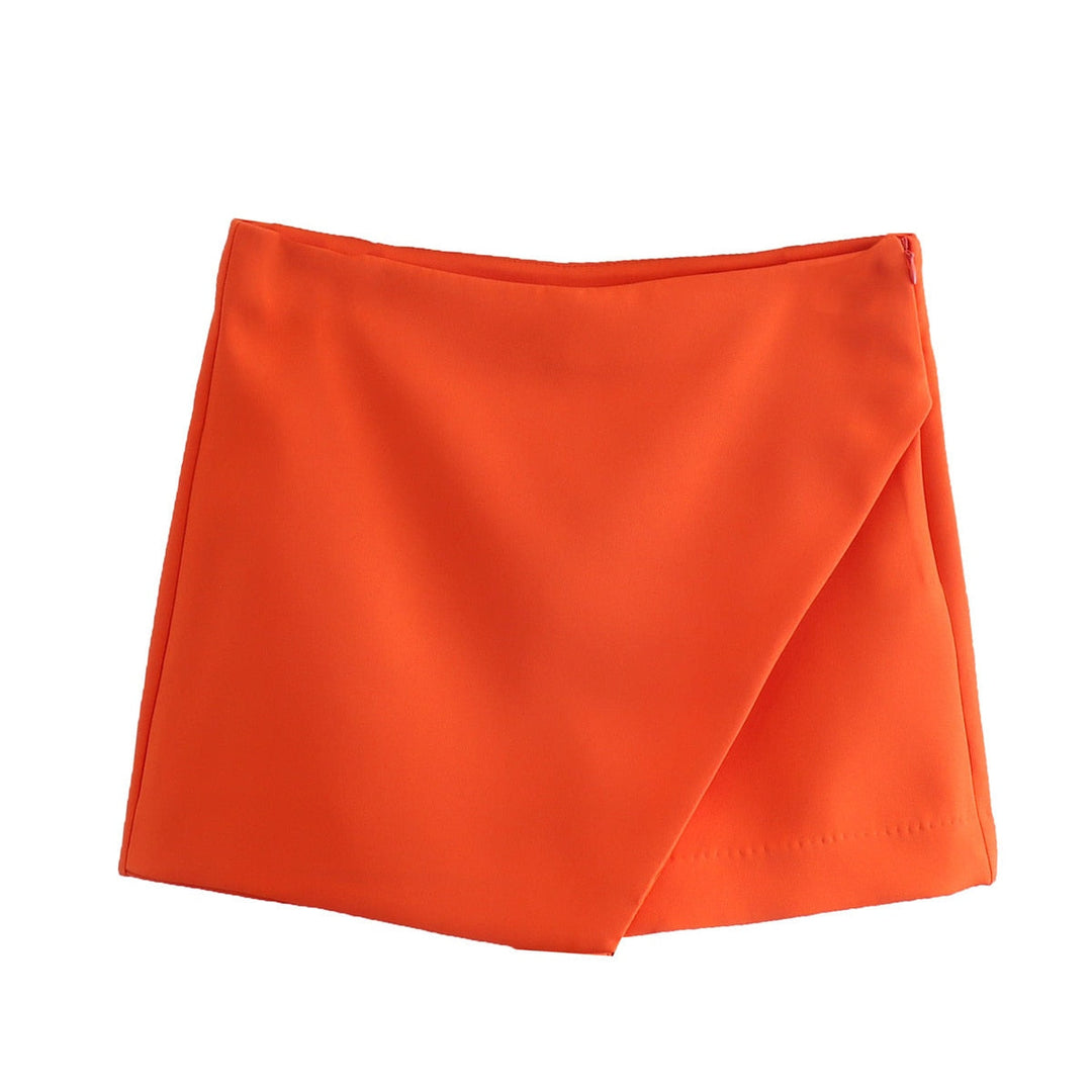 Electra | Asymmetric Wrap Front Mini Skort Skirt
