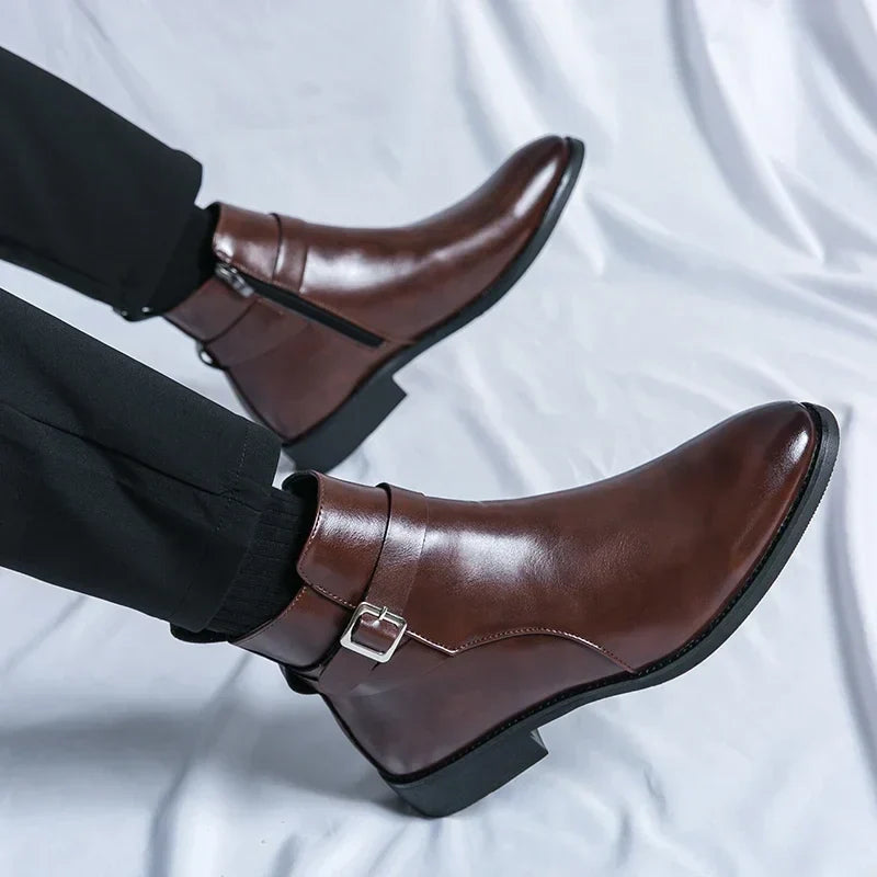 Dante | Men's Chelsea Boots Zip Buckle Dress Ankle