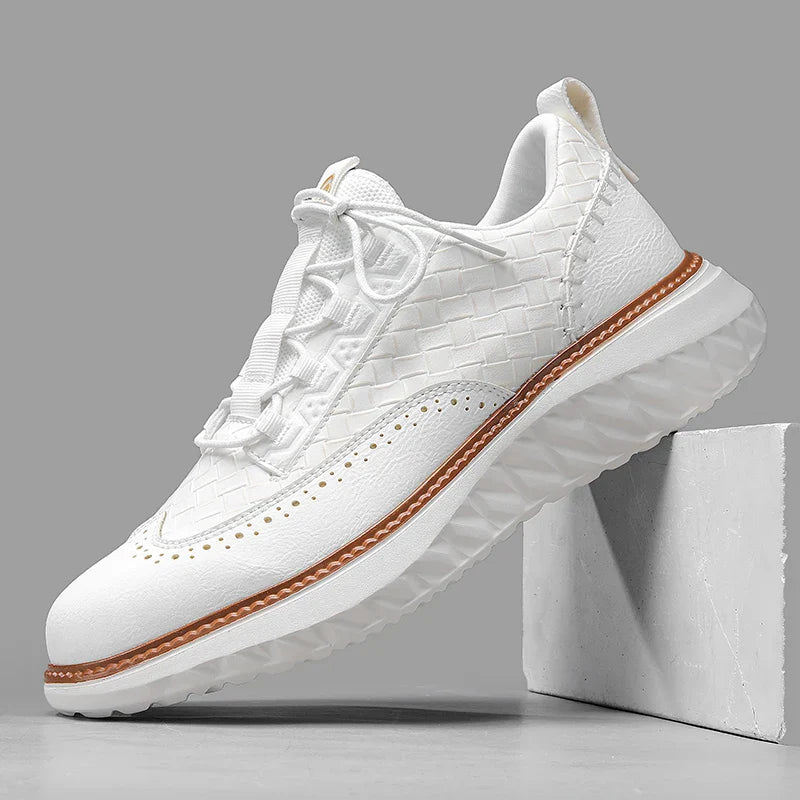 Quillen | Woven Texture Brogue-Detail Men Sneakers