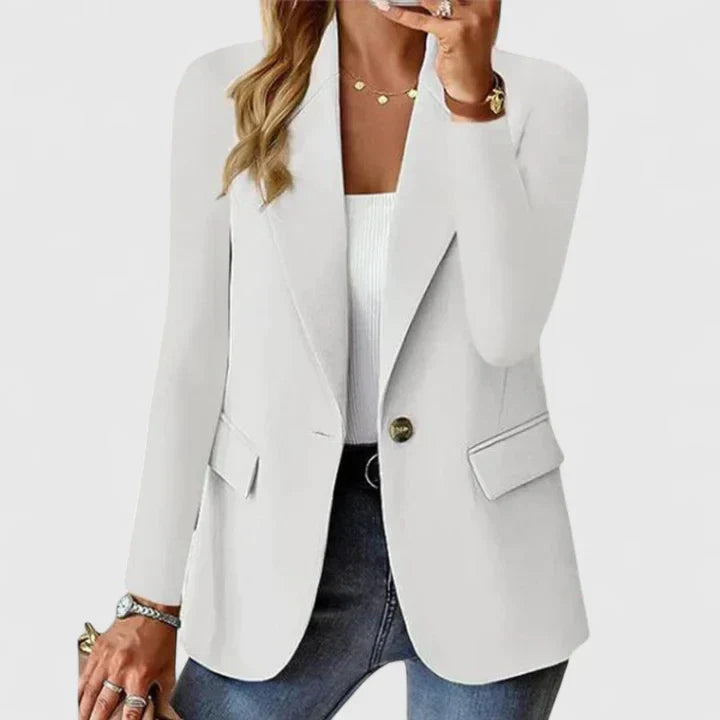 Harlow | Women's Open Front Blazer with Gold Button Detail