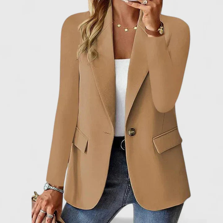 Harlow | Women's Open Front Blazer with Gold Button Detail