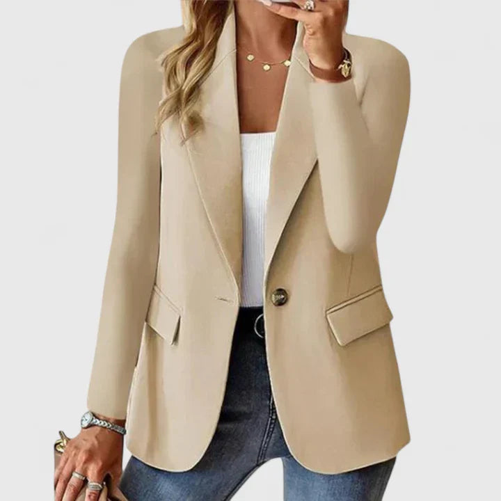 Harlow | Women's Open Front Blazer with Gold Button Detail