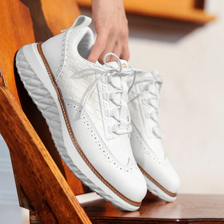 Quillen | Woven Texture Brogue-Detail Men Sneakers