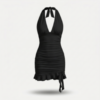 Bianca | Halter Neck Dress with Ruched Body and Ruffle Hem