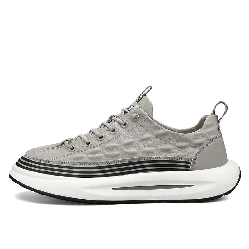 Adrian | Quilted Leather Men's Sneakers with Striped Platform Sole