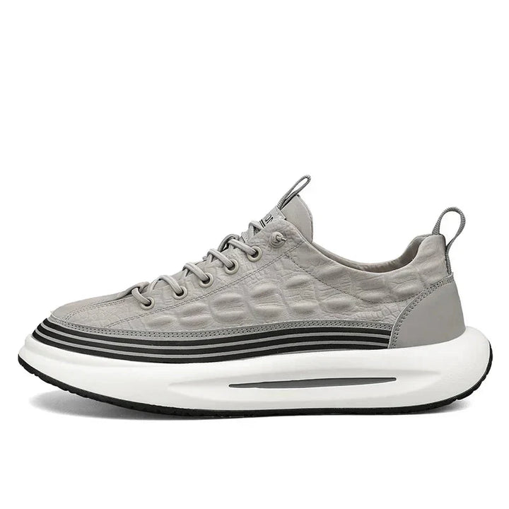 Adrian | Quilted Leather Men's Sneakers with Striped Platform Sole