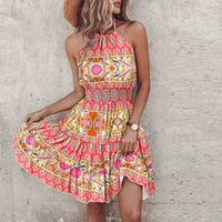 Zephyra | Printed Halter Dress Wedding Guest Mini