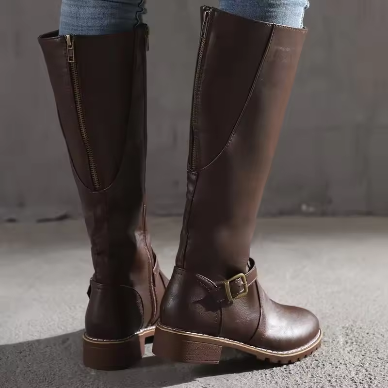 Sloane | Women's Knee High Boots Leather Buckle