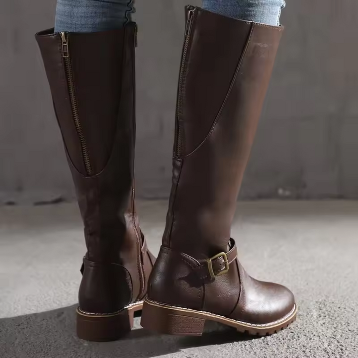 Sloane | Women's Knee High Boots Leather Buckle