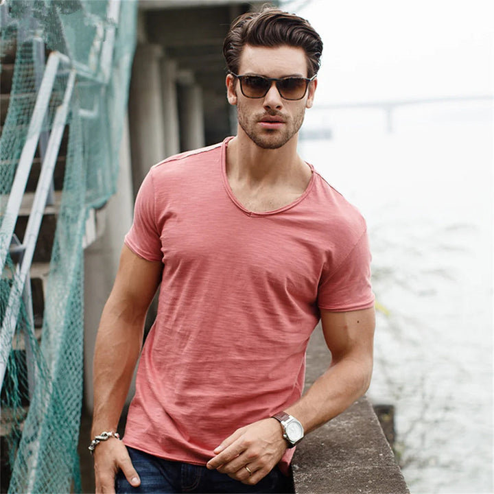 Riviera | Raw Edge Scoop Neck Men's T-Shirt