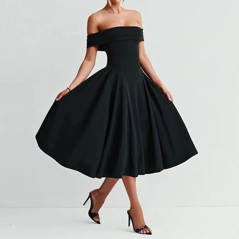 Rosalind | One Shoulder A-Line Dress with Pleated Midi Skirt