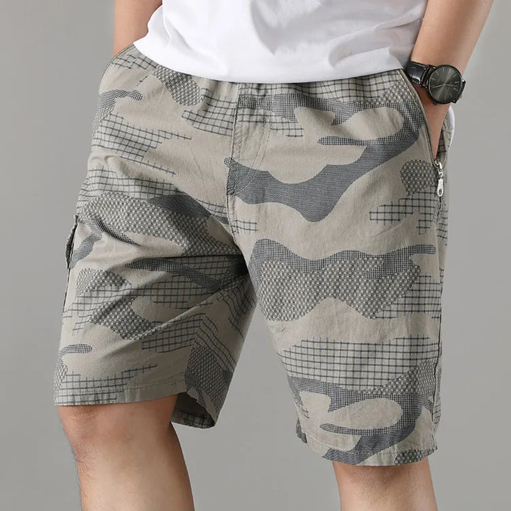 Bramwell | Men's Cargo Shorts – Camo Print Stretch Cotton Design