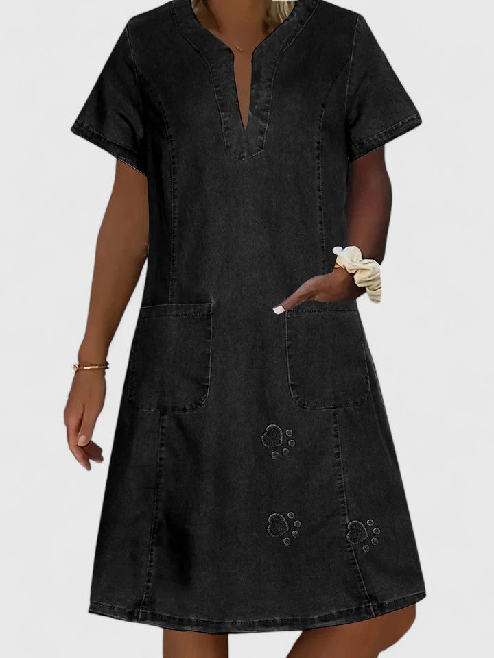 Frankie | Denim Notch Neck Summer Dress with Pockets