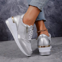 Stellar | Metallic Side Zip Wedge Women's Sneakers