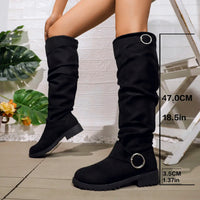 Indie | Women's Knee High Boots Ruched Suede
