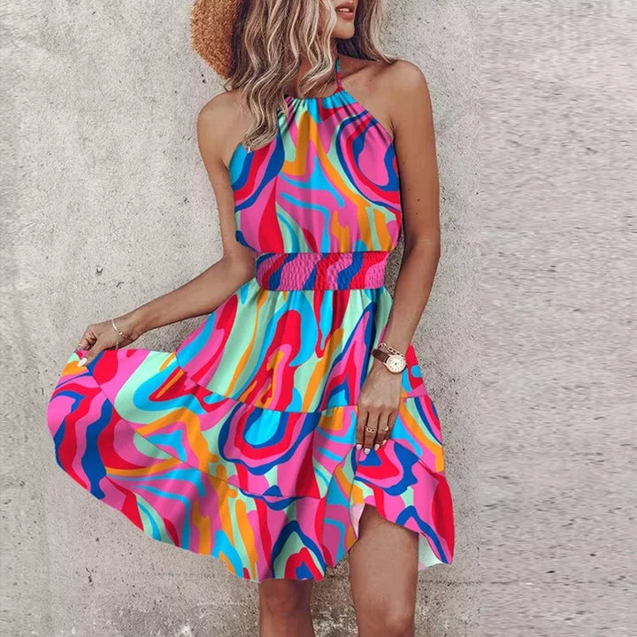 Zephyra | Printed Halter Dress Wedding Guest Mini