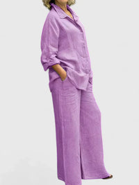 Lunara | Linen Button-Down Shirt & Wide-Leg Trouser Sets