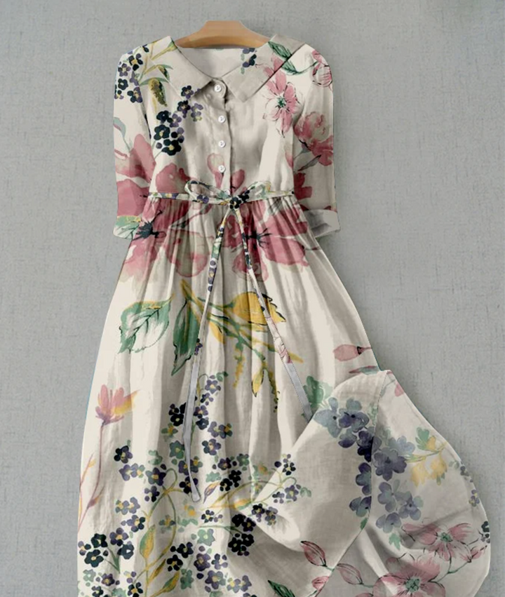 Jardine | Floral Print Belted Midi Summer Dress