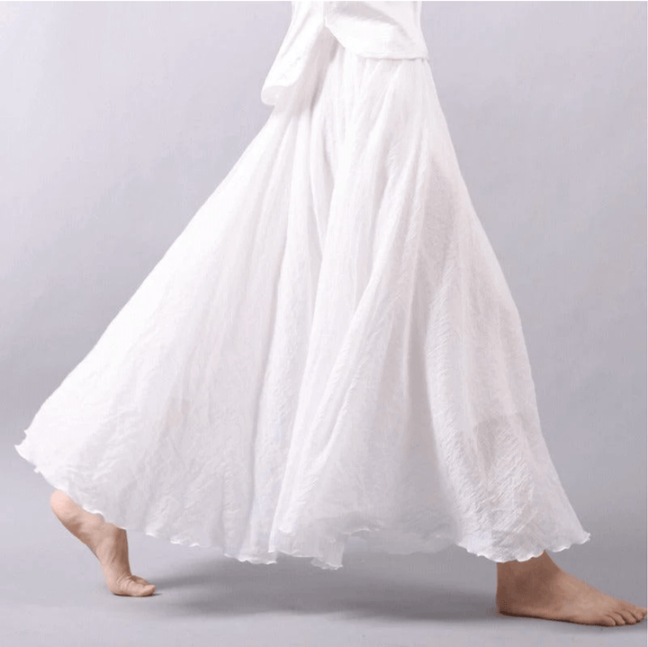 Ethereal | Flowing Double Layer Linen Maxi Skirt