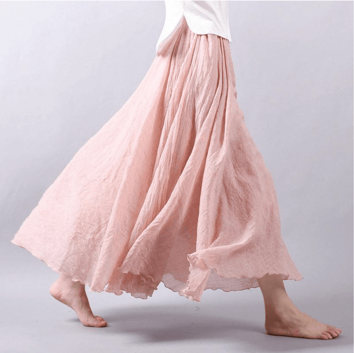 Ethereal | Flowing Double Layer Linen Maxi Skirt