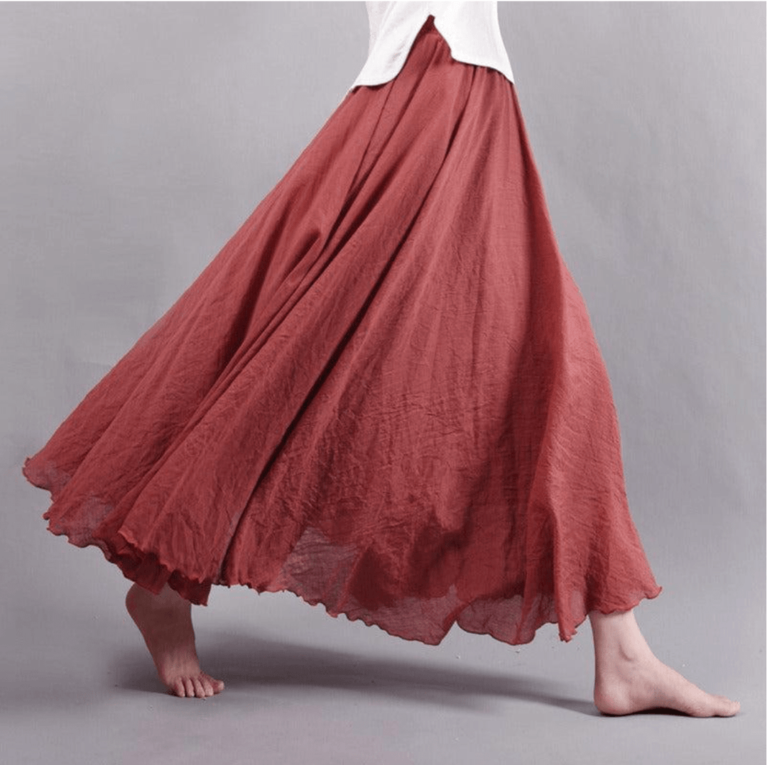 Ethereal | Flowing Double Layer Linen Maxi Skirt
