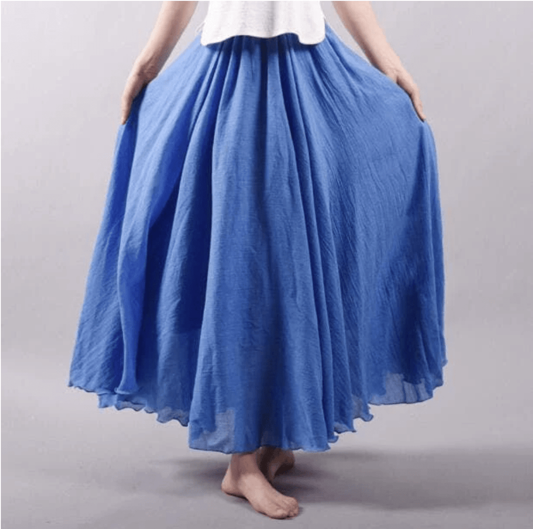 Ethereal | Flowing Double Layer Linen Maxi Skirt