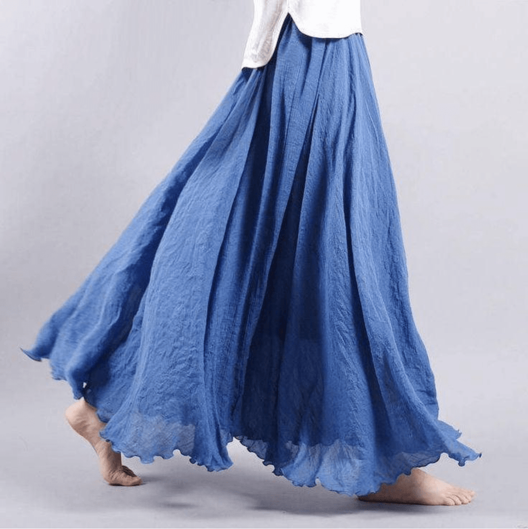 Ethereal | Flowing Double Layer Linen Maxi Skirt