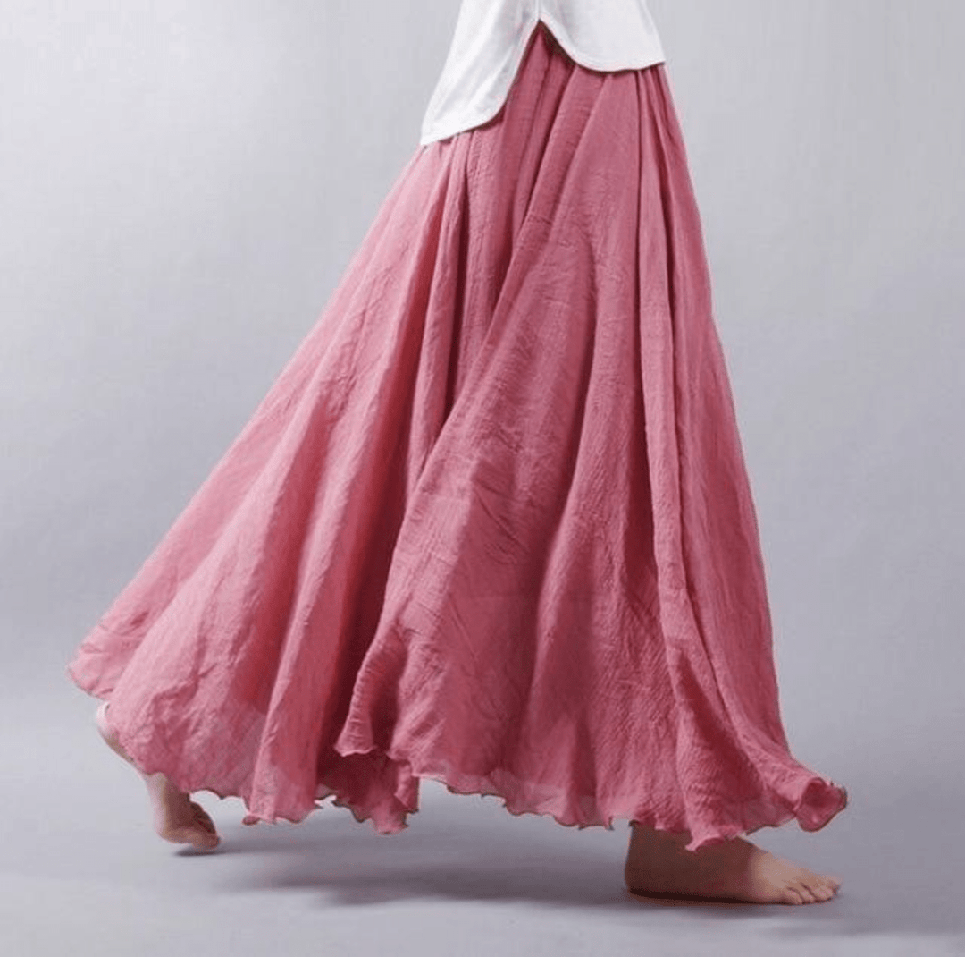 Ethereal | Flowing Double Layer Linen Maxi Skirt