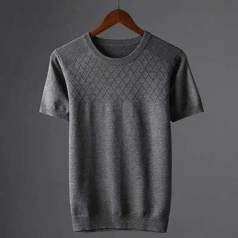 Diamond | Argyle Jacquard Knit Crew Neck T-Shirt