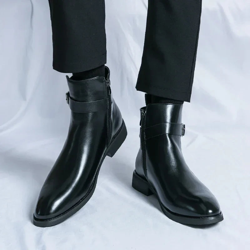 Dante | Men's Chelsea Boots Zip Buckle Dress Ankle